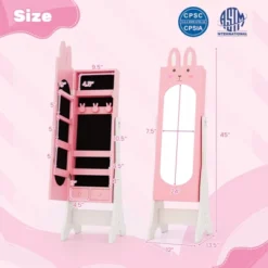 Tangkula Kids Jewelry Armoire Cabinet Free-Standing Full Length Mirror With Storage And 4 Tilt Angles -Tangkula GUEST 5cf4f383 676a 405d b8c7 0d90a2b887bb