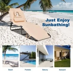 Tangkula Outdoor Folding Beach Chaise Lounge Chair Adjustable Camping Recliner -Tangkula GUEST 5d03c50b 0064 40ab afc8 b08fbd320d22