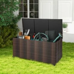 Tangkula 96 Gallon Outdoor Storage Box PE Wicker Deck Box With 4 Wheels & Waterproof Liner Patio Rattan Storage Container Mix Brown/Mix Grey 21 Tangkula 96 Gallon Outdoor Storage Box PE Wicker Deck Box With 4 Wheels & Waterproof Liner Patio Rattan Storage Container Mix Brown/Mix Grey -Tangkula GUEST 5d0faae3 3268 4321 9026 1f34ab20f80b