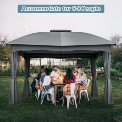 Tangkula 12' X 10' Patio Heavy Duty Steel Gazebo Canopy Double Vented Outdoor Gray -Tangkula GUEST 5d1e0d4a 0115 4105 9768 fa7d7e34c548