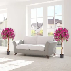 Tangkula 2PCS 53" Artificial Azalea Tree Floral Plant W/ Red Azalea Flowers Nursery Pot -Tangkula GUEST 5d4926ec 0b0b 40fd 96af 3c9f4dc7c1ec