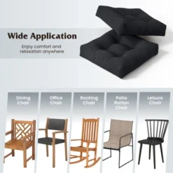 Tangkula Set Of 2 Tufted Patio Cushions 4" Outdoor Seat Cushions Waterproof & High Elasticity Square Chair Cushions Black -Tangkula GUEST 5d8c1ff6 e3be 4ade a18f 26d34b304f71 2