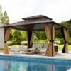 Tangkula 14 X 12 FT Hardtop Gazebo W/ Netting Heavy-Duty Double-Roof Galvanized Metal Top -Tangkula GUEST 5dc7655c 113a 433c b2ec dff132727807