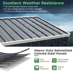 Tangkula 8 X 6.3 FT Metal Outdoor Storage Shed W/ Lockable Door Pitched Tool Shed Roof -Tangkula GUEST 5e0c204a aa1f 46e8 833f 8dc6121c2250