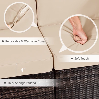 Tangkula 7PCS Patio Rattan Furniture Set Fire Pit Table Cover Cushion Beige 7 Tangkula 7PCS Patio Rattan Furniture Set Fire Pit Table Cover Cushion Beige - Image 5