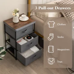 Tangkula 1pc/2pcs Dresser With 3 Drawers, Fabric Storage Organizer Tower Unit Tall Nightstand Bedside Table With Removable Lid For Bedroom -Tangkula GUEST 5e3ac107 4e27 43f8 b869 ac9ac1f98a2c
