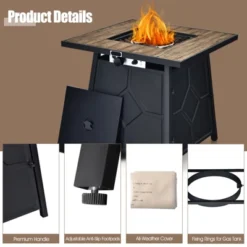 Tangkula Outdoor Propane Fire Pit Table 28’’ Square Gas Fire Table With Removable Lid Lava Stone -Tangkula GUEST 5e4a6d4b 262e 4568 90cb 9b2d7ce864c2