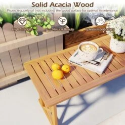 Tangkula 51 Inches Acacia Wood Outdoor Bench W/ Slatted Seat & X-Shaped Frame -Tangkula GUEST 5e6bb12f 6b8b 4393 a543 e0660f50f429 1