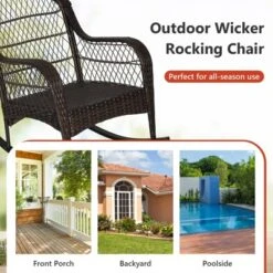 Tangkula 2-Piece Patio Garden Wicker Rattan Rocking Chair Furniture W/ Cushion -Tangkula GUEST 5e76bf17 1976 40be 8ae4 27c87858937f