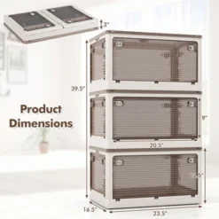 Tangkula 3-Pack Stackable Storage Bins W/Lids 24 Gallon Collapsible Plastic Container Box -Tangkula GUEST 5e8198ee f65a 453f 92b5 26ae23e6a7ca