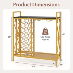 Tangkula Freestanding Floor Drink Rack, Wooden Coffee Bar Table W/ Drink Storage -Tangkula GUEST 5e894370 341d 4123 890a c8fd47c3e81f