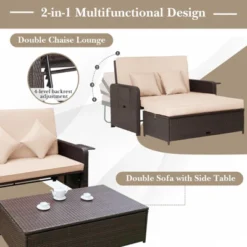 Tangkula Patio Rattan Wicker Daybed With Loveseat & Storage Ottoman Outdoor Lounge Sofa Furniture Set With Adjustable Backrest & Side Trays Beige -Tangkula GUEST 5efc780d 1452 4945 bf05 229ba4f2d7d2