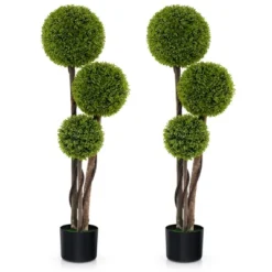 Tangkula 4 FT Artificial Boxwood Topiary Ball Tree W/ Triple Ball Faux Greenery Plant -Tangkula GUEST 5f0533f3 bb6d 40de 88e5 9662f623d443