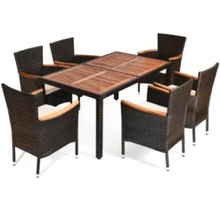 Tangkula 7pcs Patio Rattan Dining Set 6 Stackable Cushioned Chairs Patio -Tangkula GUEST 5f585041 25b7 4cba ba52 7f7c7876c1ab