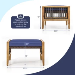 Tangkula 2PCS Acacia Wood Outdoor Patio Ottoman Footstool W/ Removable Cushion -Tangkula GUEST 5f992a27 388d 4f63 b429 f6c7bf4c442e