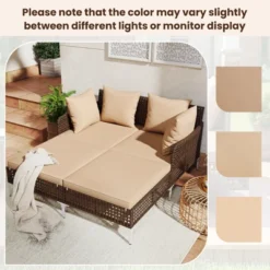 Tangkula Outdoor Rattan Double Daybed Wicker Chaise Lounge For 2 W/ Seat & Back Cushions -Tangkula GUEST 6006c1d4 efa9 4b0a 88e7 ef1744c353f9