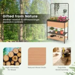 Tangkula Raised Wooden Garden Bed With Metal Trellis 59” Elevated Planter Box With Open Storage Shelves Removable Grid Divider 14 Tangkula Raised Wooden Garden Bed With Metal Trellis 59” Elevated Planter Box With Open Storage Shelves Removable Grid Divider -Tangkula GUEST 600f506d 49d1 4bb5 bea1 219acc20d6ed