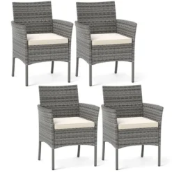 Tangkula Outdoor PE Wicker Chairs Set Of 4 Patio Dining Armchairs W/ Padded Cushions 19 Tangkula Outdoor PE Wicker Chairs Set Of 4 Patio Dining Armchairs W/ Padded Cushions -Tangkula GUEST 60626cc1 b707 4e75 ad78 6972fe726dbd