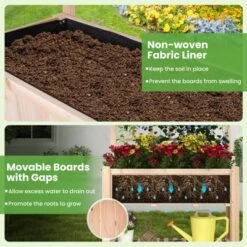 Tangkula Raised Garden Bed With Trellis 48x23x63 Inch Elevated Planter Box With Bed Liner Bottom Storage Shelf -Tangkula GUEST 60640b2c d6e8 4156 a47f f2f82df46493