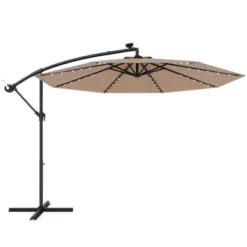 Tangkula 10 FT Solar Offset Hanging Umbrella W/ 40 Lamp Beads Solar Panel Easy Tilt Adjustment Lighted Patio Cantilever Umbrella Beige/Tan/Orange/Red -Tangkula GUEST 6066340b 65e2 46c0 9a82 470d42ec9d61