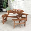 Tangkula 6-Person Round Picnic Table Set W/ 3 Built-in Benches 2" Umbrella Hole -Tangkula GUEST 60925907 e29e 4cf7 8421 481805cd44a9