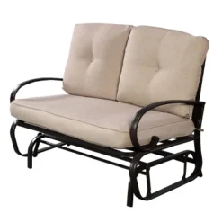 Tangkula Patio Loveseat Bench Steel Frame Furniture Rocking Bench With Cushions Outdoor -Tangkula GUEST 60b561c9 d6f4 4f34 8ef5 04027956879e