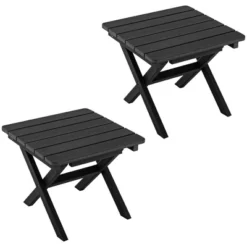 Tangkula 2 Pieces Folding Adirondack Side Table Poolside Garden Patio Black -Tangkula GUEST 60cddb50 9597 4e66 ad31 fe99e82fdafb