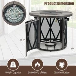 Tangkula 32 Inch Outdoor Fire Pit Table 30,000 BTU Round Metal Fire Table With Lid & PVC Cover & Glass Stones CSA Approved -Tangkula GUEST 612b5841 9ab1 4db7 922b 3acd3b0a26ae
