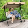 Tangkula Brown Outdoor Swing Canopy Patio Swing Chair 3 Person Canopy Hammock -Tangkula GUEST 6146bc47 c0f2 4e05 9268 4ad5d7bebe4b