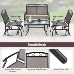 Tangkula Patio Swing Glider Chairs Set Of 2 Outdoor Metal Glider Armchairs Garden Poolside -Tangkula GUEST 6161a983 3d7a 473b 9e58 bfc6e8b67066