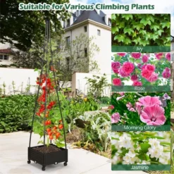 Tangkula 81" Garden Obelisk Trellis For Climbing Plants Tall Plant Support W/ Wheels -Tangkula GUEST 6190b2f0 c7c5 47fe 86ca dd4662dbb798