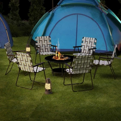 Tangkula Folding Lawn Beach Chair Portable Sand Chair Set Of 2 W/ Elegant Weaving Design Coffee 4 Tangkula Folding Lawn Beach Chair Portable Sand Chair Set Of 2 W/ Elegant Weaving Design Coffee - Image 2