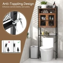 Tangkula Over The Toilet Storage Cabinet 5-Tier Bathroom Toilet Organizer W/2 Metal Mesh Doors & 3-Position Adjustable Shelf -Tangkula GUEST 62025e55 1ce8 49c8 aedb 43f0c7c0121b