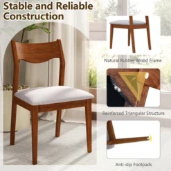 Tangkula Wooden Dining Chair Set Of 4 W/ Rubber Wood Frame Wide Padded Seat -Tangkula GUEST 6215ee6d 509c 420e bad9 93ab7989ed44