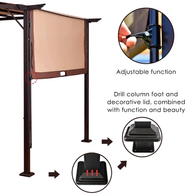 Tangkula 12' X 9' Pergola Kit Metal Frame Gazebo Canopy Cover Patio Shelter 9 Tangkula 12' X 9' Pergola Kit Metal Frame Gazebo Canopy Cover Patio Shelter - Image 7