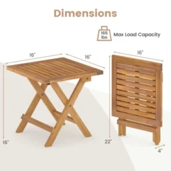 Tangkula 2 PCS Outdoor Folding Side Table Acacia Wood End Table Square Patio Bistro Table -Tangkula GUEST 6252d816 7e4c 4279 98d5 fc686e70fd05 1