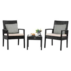 Tangkula Cushioned Outdoor Wicker Rattan Chair Set Patio Furniture Backyard Seat -Tangkula GUEST 62b5c64f c75f 479a a878 58d41393c695