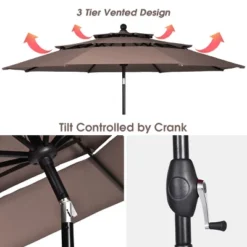 Tangkula Outdoor Auto-tilt Patio Market Umbrella W/ Double Vented -Tangkula GUEST 62c13b66 4165 48cd abed bcefe433f8a2