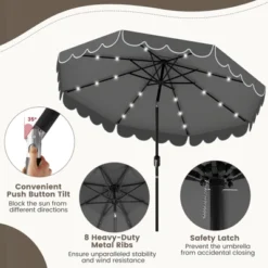 Tangkula 9.3 FT Solar Patio Umbrella W/ 32 LED Lights & Tilt Adjustment -Tangkula GUEST 62e30c67 47f4 4e08 a6f1 01dde0a8aad4
