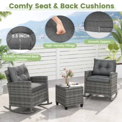Tangkula Set Of 3 Wicker Rocking Set Patio W/ Tempered Glass Table & Soft Cushions 16 Tangkula Set Of 3 Wicker Rocking Set Patio W/ Tempered Glass Table & Soft Cushions -Tangkula GUEST 6321f001 0f4e 49d8 acd5 97c81e066a9c