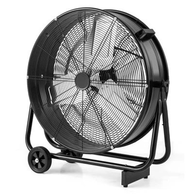 Tangkula 24 Inch Industrial Drum Fan W/ 360 Degree Adjustable Tilt & 2 Wheels For Warehouse 10 Tangkula 24 Inch Industrial Drum Fan W/ 360 Degree Adjustable Tilt & 2 Wheels For Warehouse - Image 9