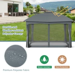 Tangkula 12' X 10' Patio Heavy Duty Steel Gazebo Canopy Double Vented Outdoor Gray -Tangkula GUEST 636838f9 1234 46ba b218 0d3fbe0862ec