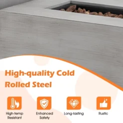 Tangkula 42" Outdoor Rectangular Fire Table 50,000 BTU Propane Gas Fire Pit Table W/ Lid -Tangkula GUEST 63d339c9 1717 4d1c a9aa 56e480603441