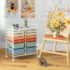 Tangkula Office Rolling Cart 12 Storage Drawer Studio Organizer Bins Scrapbook Paper Macaron