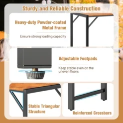 Tangkula 3 PCS Patio Dining Set For 6 People 53" Acacia Wood Picnic Table & 2 Benches -Tangkula GUEST 63e11bd7 29ac 4096 99a5 3cc34c53b082