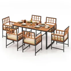 Tangkula 7PCS Dining Set Outdoor Acacia Wood Table W/ Soft Cushions Umbrella Hole Patio 8 Tangkula 7PCS Dining Set Outdoor Acacia Wood Table W/ Soft Cushions Umbrella Hole Patio -Tangkula GUEST 63f9a7e2 2666 421a b5f2 620bcfc03f43