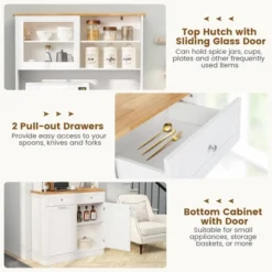 Tangkula Double Tilt Out Trash Cabinet W/ Hutch Kitchen Pantry Storage Cabinet White -Tangkula GUEST 6402f156 747e 455b 8715 22c244582ad9