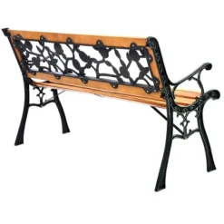Tangkula Garden Iron Bench Porch Path Hardwood Chair For Patio Park Outdoor Deck -Tangkula GUEST 6444a071 d33c 433e 99c2 b9aabb5eb0ef