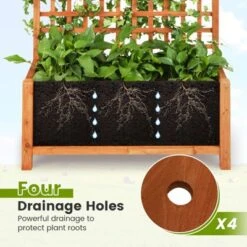 Tangkula Raised Garden Bed With Trellis Indoor & Outdoor Plant Container With Hanging Roof Drainage Holes For Climbing Vines Flowers -Tangkula GUEST 6448e958 31aa 488f a957 f6dba487dce7
