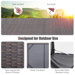 Tangkula Outdoor 50 Gallon Wicker Storage Box PE Rattan Storage Container With Lid Deck&Waterproof Liner Mix Brown -Tangkula GUEST 6453a5d0 945a 444c ad81 675b99239915